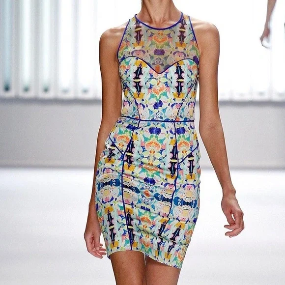 Milly | Dresses | Milly Ny Kaleidoscope Mesh Racer Sheath Dress | Poshmark